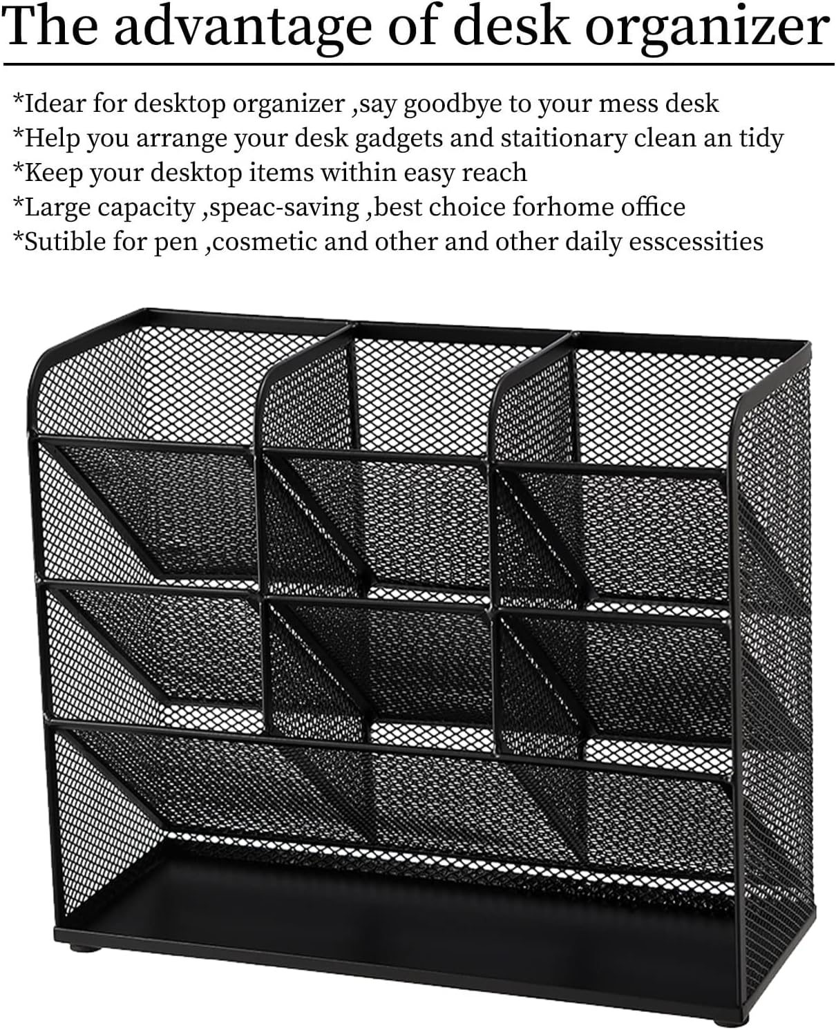 Marbrasse Mesh Desk Organizer, Multi-Functional Pen Holder, Desktop Stationary Organizer, Storage Rack for School Home Office Art Supplies (Mesh Pen Holder)
