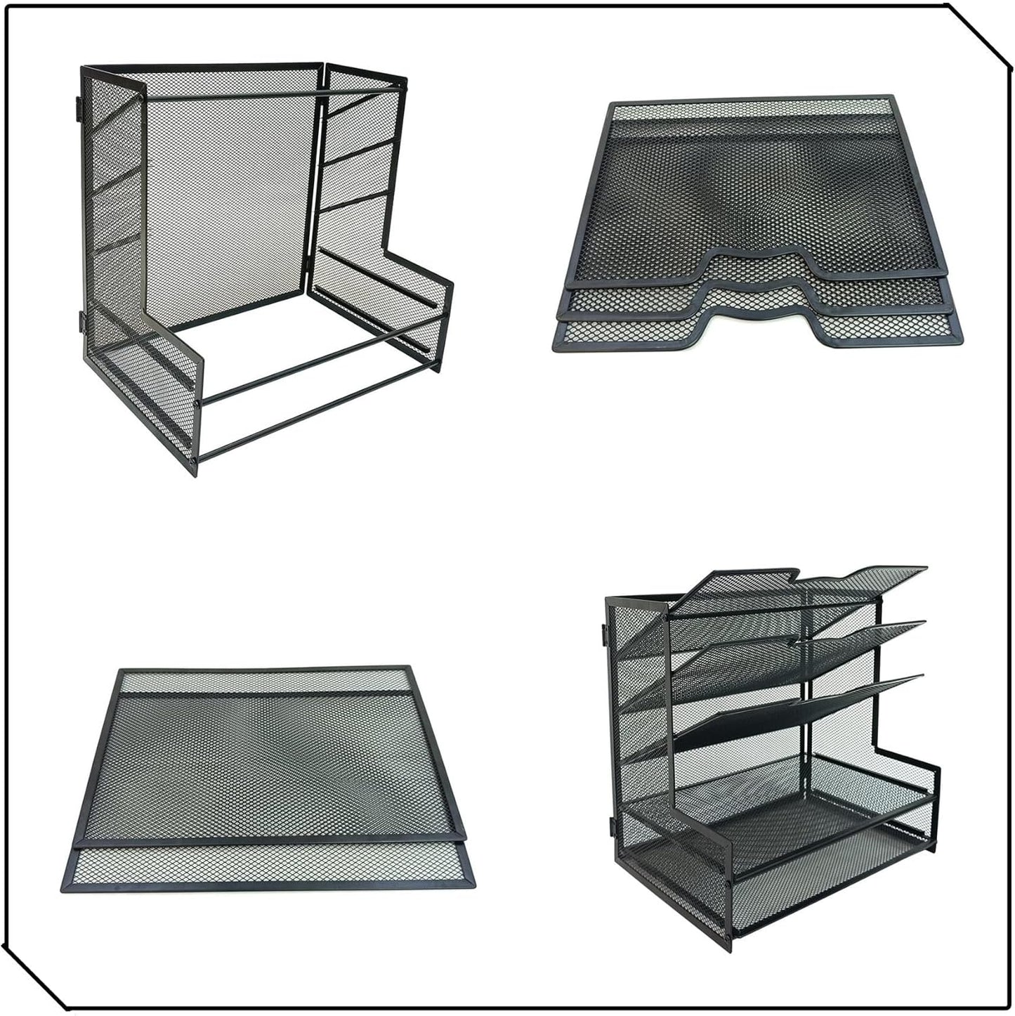 5-Tier Metal Desk Organizer, Office Desk Paper Organizer for Home Office, Black