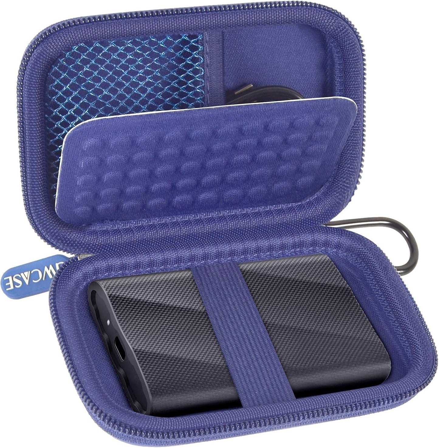 Case Compatible with Samsung T9/ T7/ T7 Shield Portable SSD 1TB 2TB 4TB External Hard Drive, Storage Travel Carrying Holder Organizer for Solid State Drives & USB Cable (Box Only)-Blue