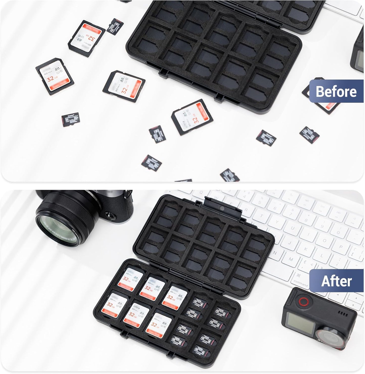[Large Capacity] 60 Slots Memory Card Case for 20 SD and 40 TF Cards, Compact Size & Portable SD SDHC SDXC TF Micro SD Card Holder Organizer Storage Box, Anti-Shock Anti-Dust