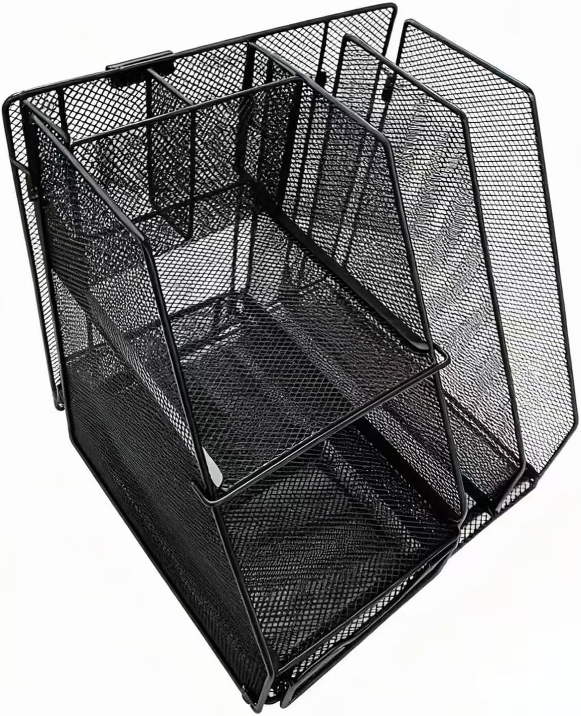 Black Mesh Desk Organizer Set, 3-in-1 Office Organizer with File Holder, Drawer & Accessories Tray, Multi-functional Desktop Storage for Stationery, Documents, Home & Office