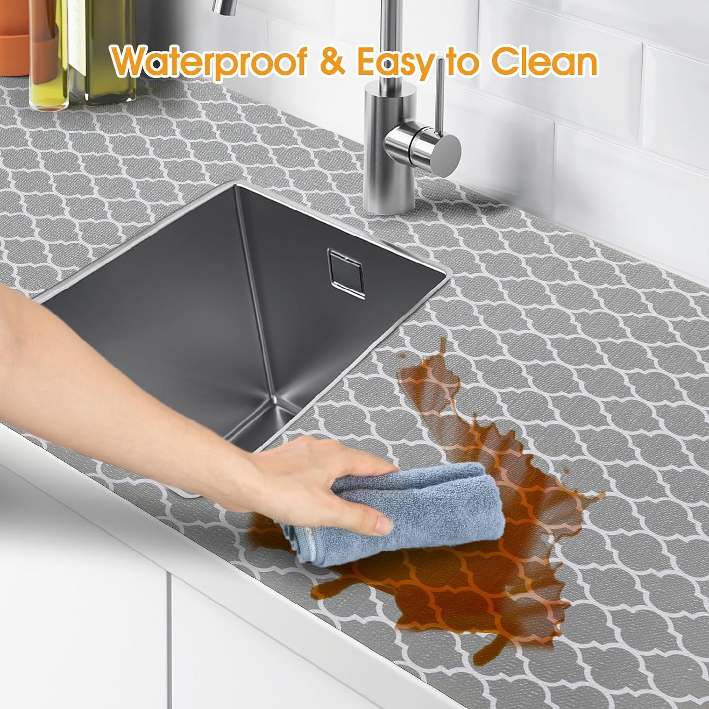 Shelf and Drawer Liner for Kitchen Cabinets Non-Adhesive, Strong Grip Non-Slip Thickened Cabinet Liners for Shelves, Waterproof Mats for Dresser Cupboard, Gray, 23 in x 30 Feet