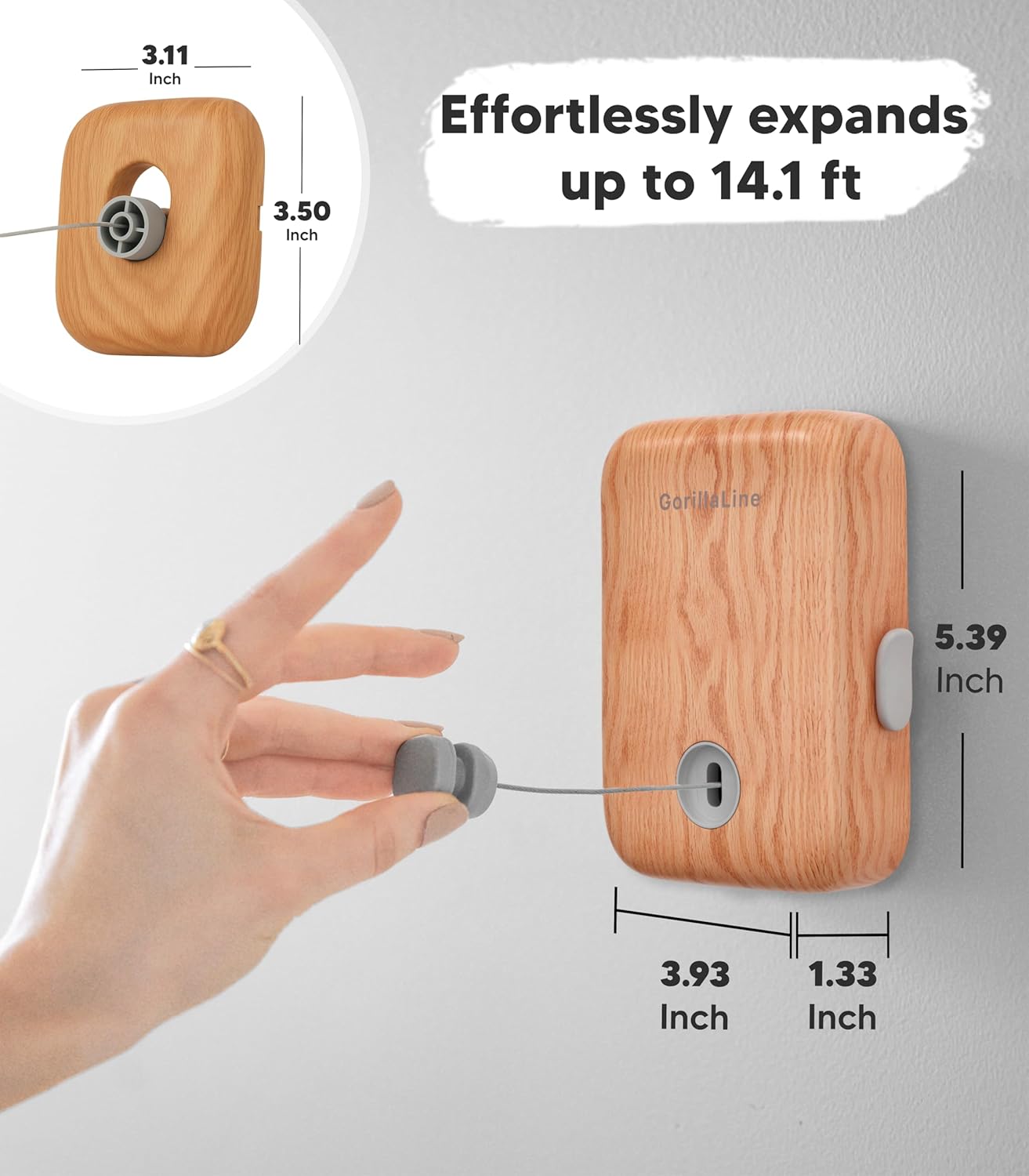 GorillaLine - Retractable Clothesline Indoor Outdoor Clothes Line - Heavy Duty Clothes Drying Laundry Line - Wall Mounted Drying Rack - Air Dry Clothing