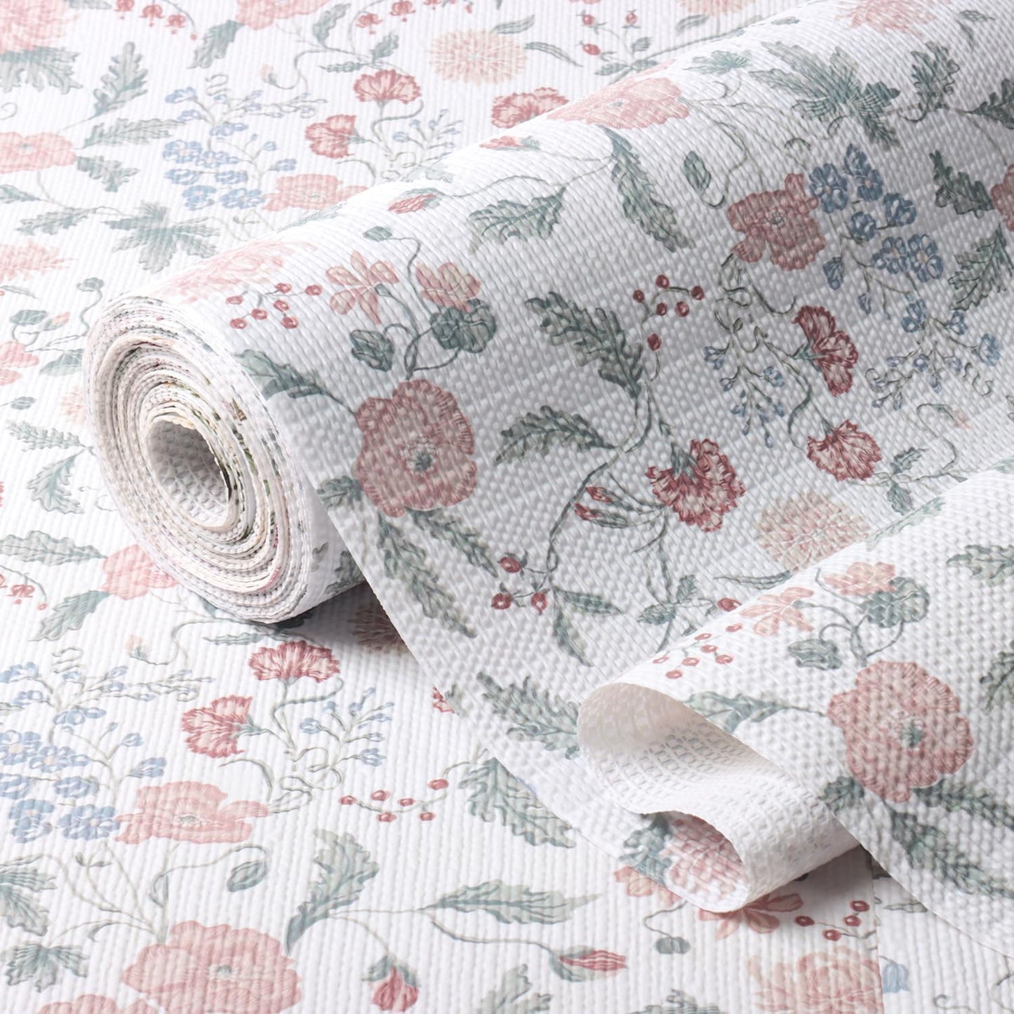 Floral Drawer and Shelf Liner for Cabinets, 12IN x 20FT Non-Adhesive and Strong Non-Slip Shelf Cabinet Drawer Liners for Kitchen, Table,Bookshelves,Waterproof Cupboard Liners,Easy to Clean