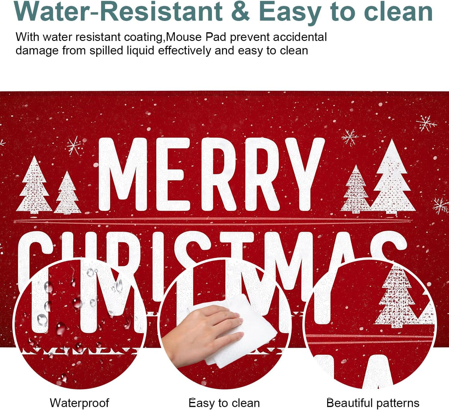 Merry Christmas Gaming Mouse Pad 35.4"x15.7"Desk Mat Anti-Slip Rubber Base & Durable Stitched Edges for Gamers Smooth Mouse Writing Surface for Desk Office/Home