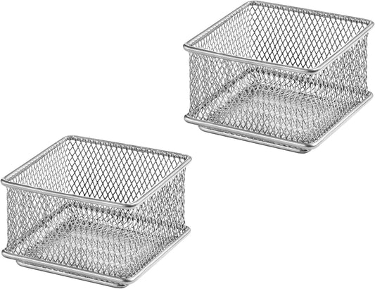 YBM HOME Silver Mesh Drawer Cabinet and or Shelf Organizer Bins, School Supply Holder Office Desktop Organizer Basket (2, 3x3x2 Inch)