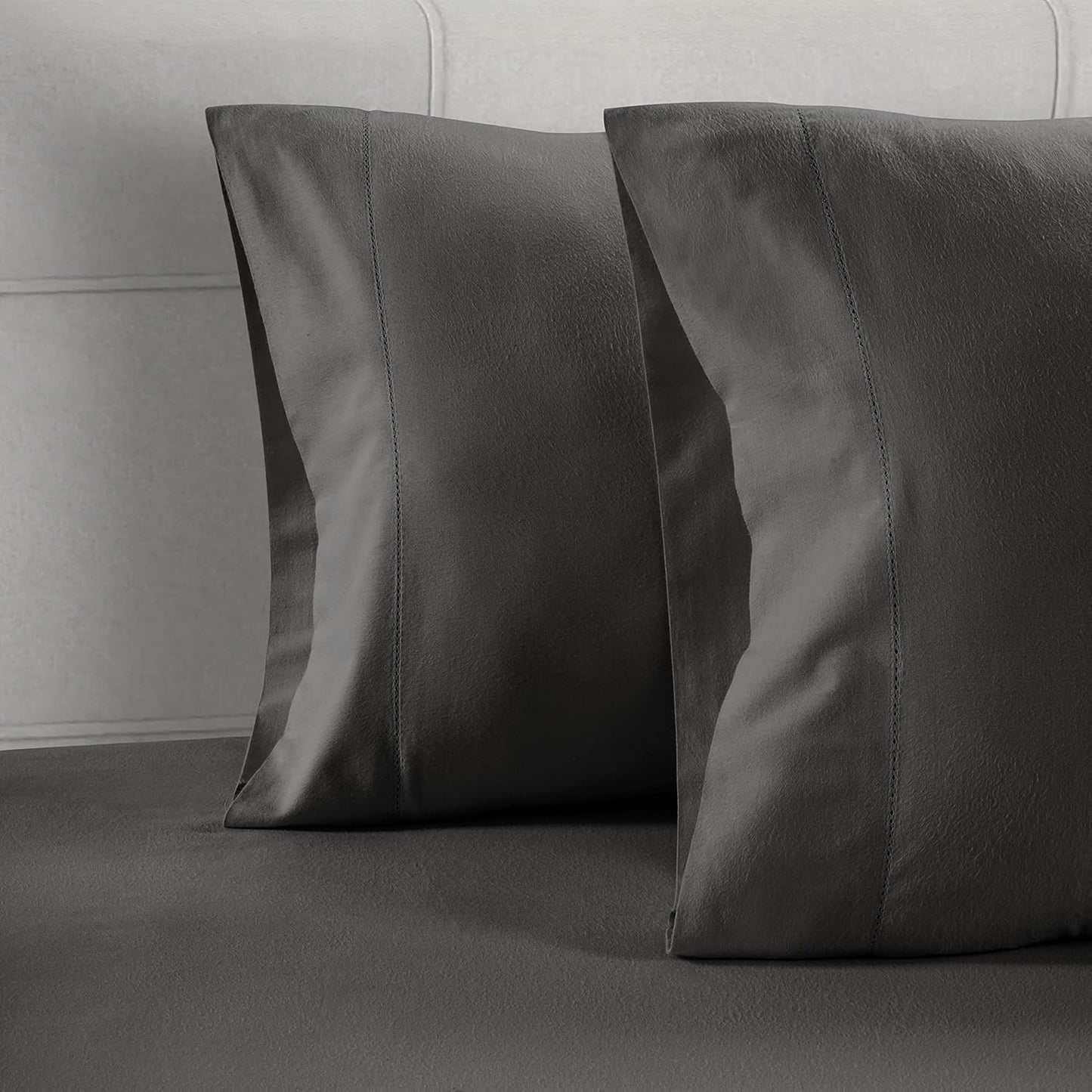 LANE LINEN Pillows Queen Size Set of 2 Soft 100% Egyptian Cotton Cool & Smooth 1000 Thread Count Pillow Cases - Charcoal