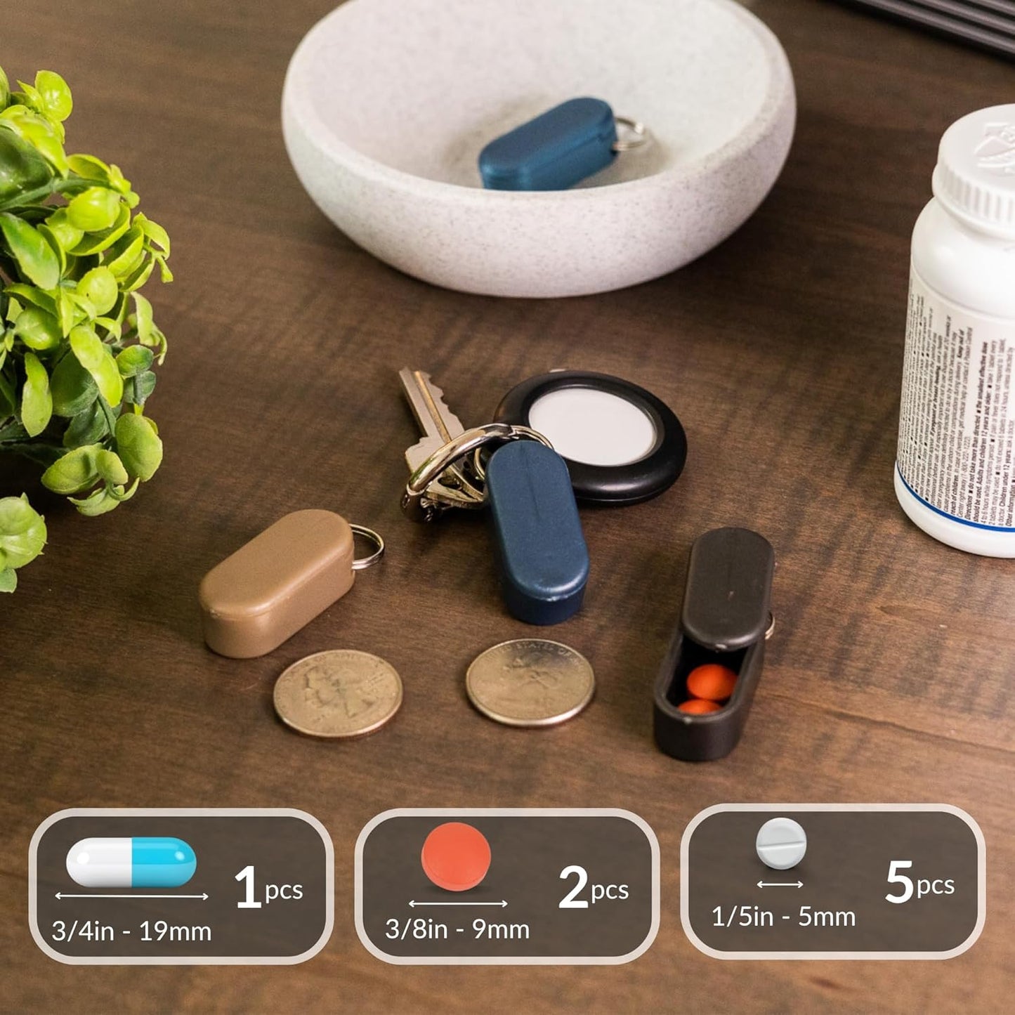 Keychain Pill Holder Single Pack – Lightweight Magnetic Pill Organizer for Daily Medication Storage, Portable Micro Pill Case for Travel, Durable and Discreet (Blush)