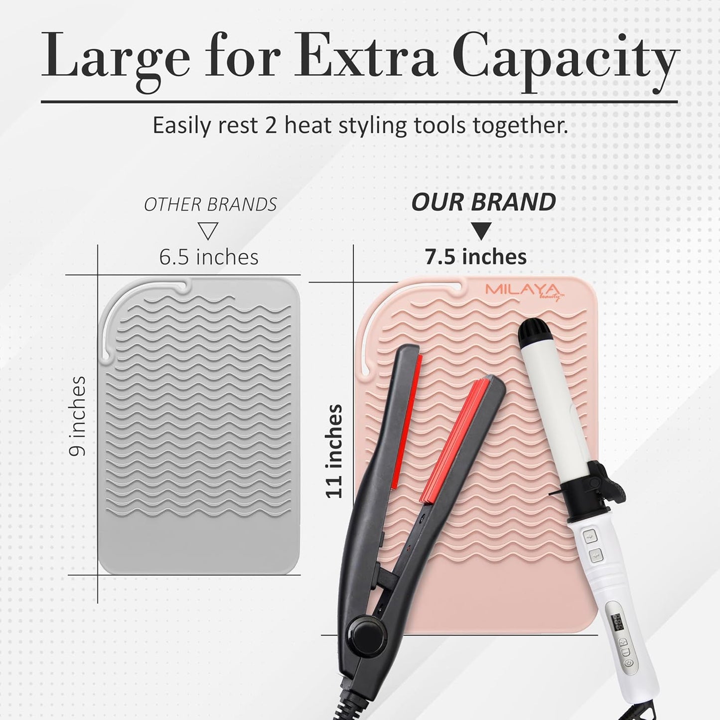Vanity Accessories Heat Resistant Mat – Silicone Flat Iron & Curling Iron Holder, Non-Slip Vanity Mat & Hot Tool Mat for Home, Salon, or Travel Use