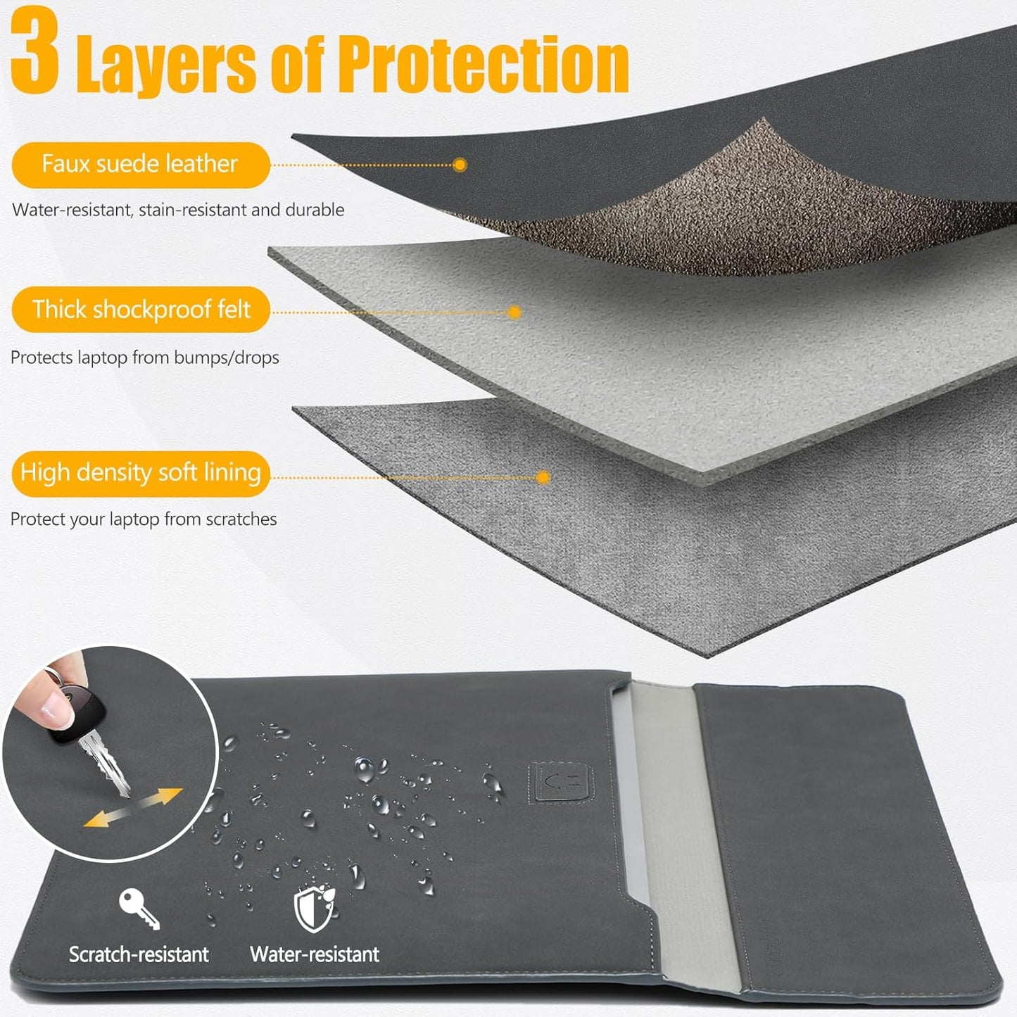 HYZUO 13 Inch Laptop Sleeve Case with Stand for 2025-2018 MacBook Air 13 M4 M3 M2 M1, 2025-2016 MacBook Pro 13 M2 M1, 13" iPad Pro/Air, Surface Pro 11/10/9, XPS 13, with Pouch, Space Gray