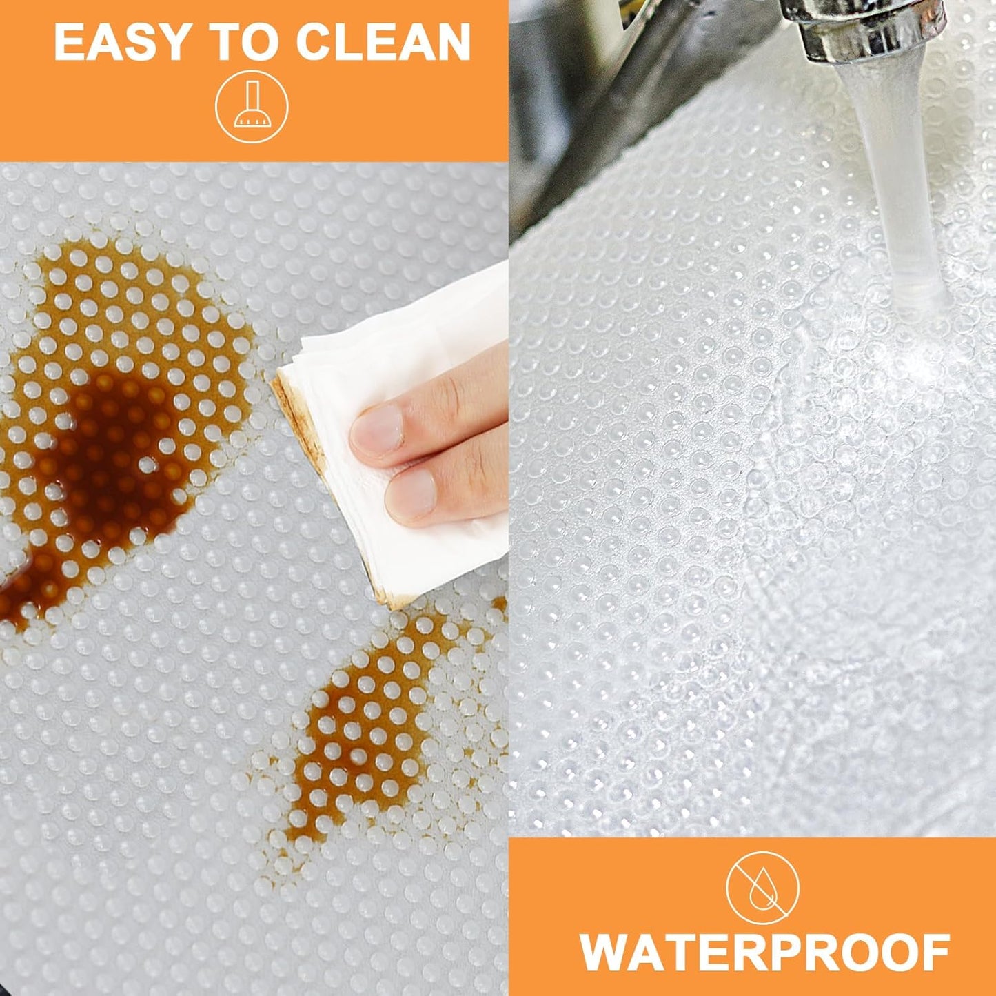Shelf Liners for Kitchen Cabinets Clear - 30 Inch Wide x 20 FT Long Large Waterproof Under Sink Mat - Translucent Non-Adhesive Easy to Cut Protector Drawer Mat for Pantry Refrigerator