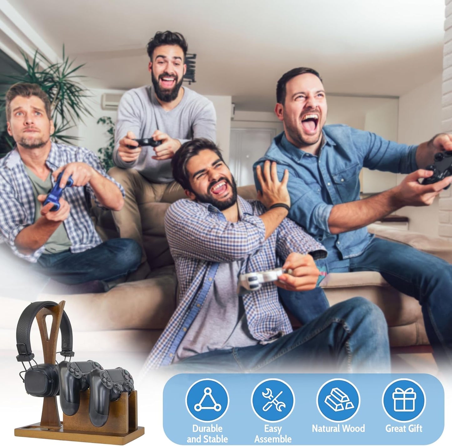 Game Controller Holder Gifts for Gamers to Organize Gaming Accessories & Headphone Holder, Unique Gamer Gifts Headset Stand Controllers Holders, Stylish Controller Stand Gaming Equipment