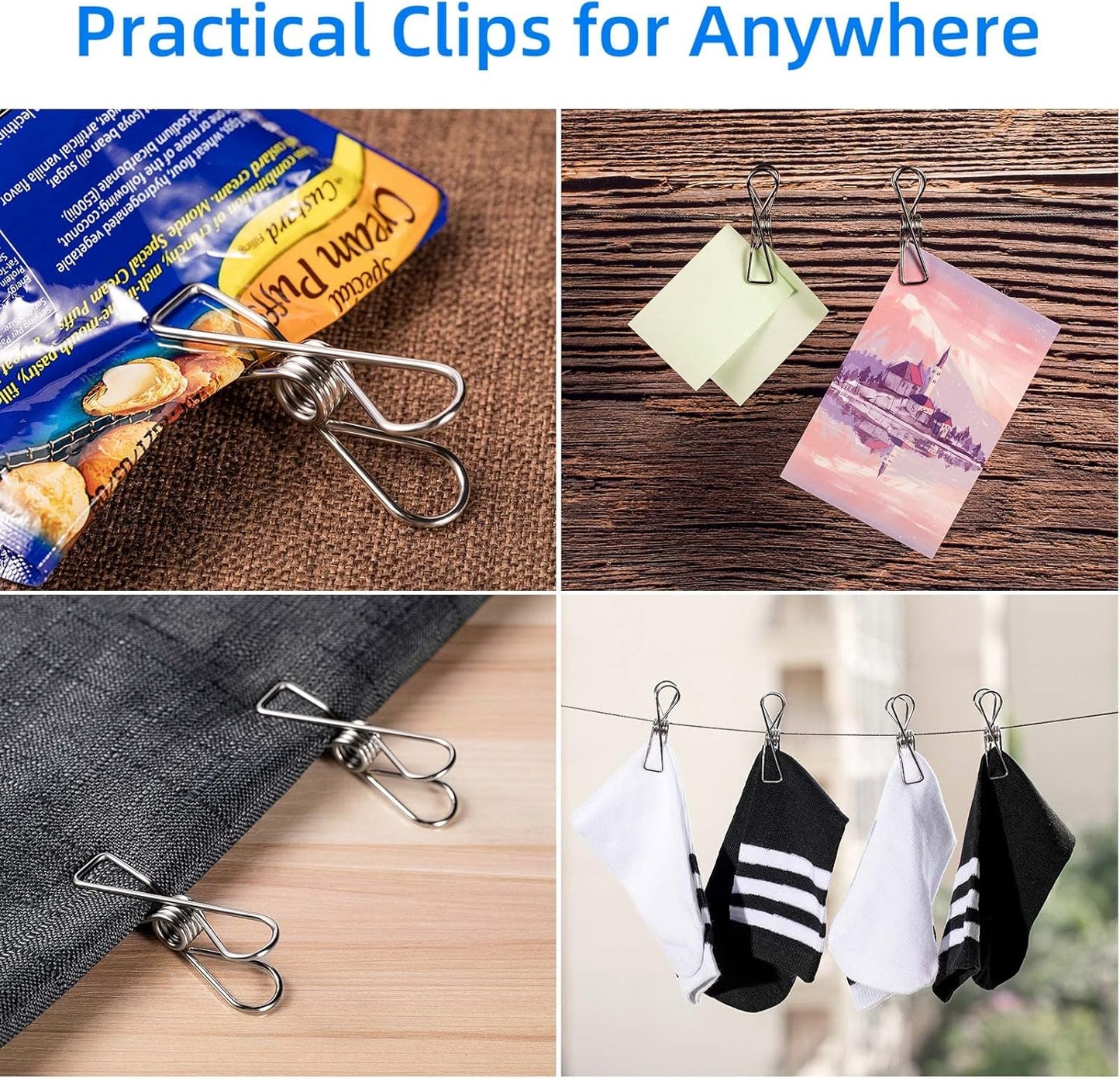 40 Pack Wire Clothes Pins Heavy Duty Outdoor, Stainless Steel ClothesPins for Hanging Clothes, Metal Clothes Pegs, Clothing Clips, Laundry Pins 2.0mm Diameter 6cm Long