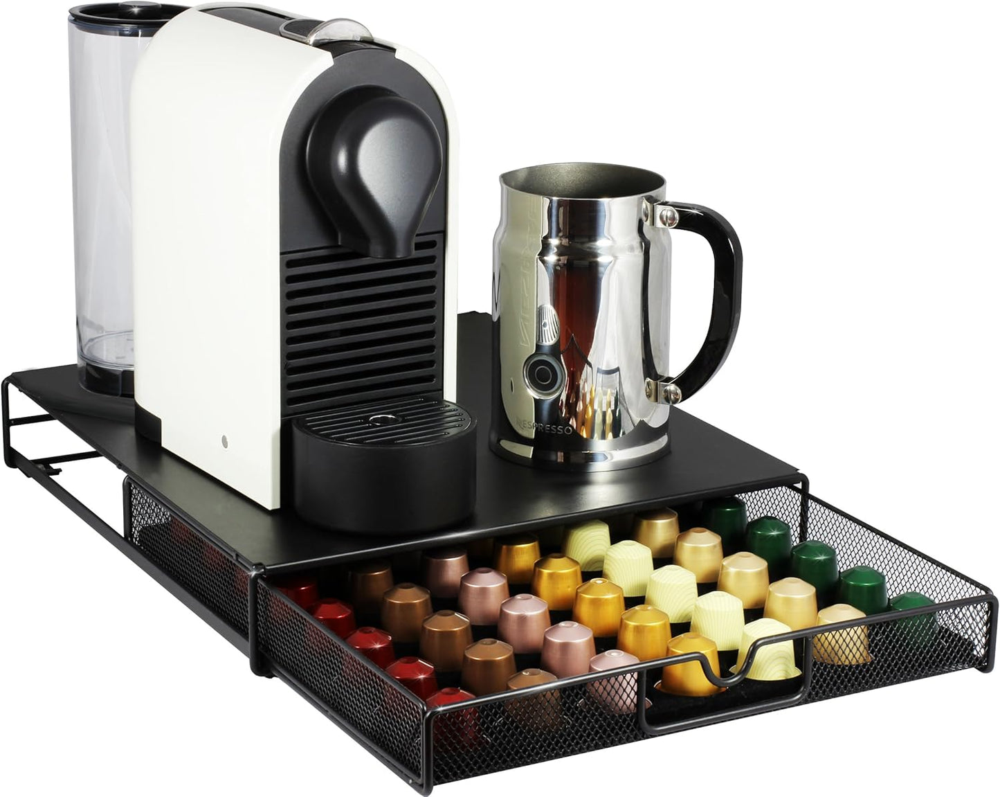 Deco Brothers OriginalLine Pod Holder Mesh Drawer, 56 Nespresso Capsule Organizer, Black