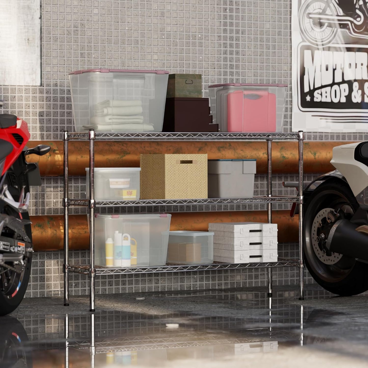 14" Deep x 48" Wide x 34" Height Wire Shelving Kit | 3-Tier | NSF Commercial Storage Rack Unit