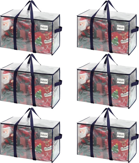 VENO 6 Pack Moving Bags and Large Christmas Storage Bins with lids. Alternative to Moving Boxes, Packing Supplies for College. Extra Large Heavy Duty Totes for Packaging (Clear, 6 Pack)