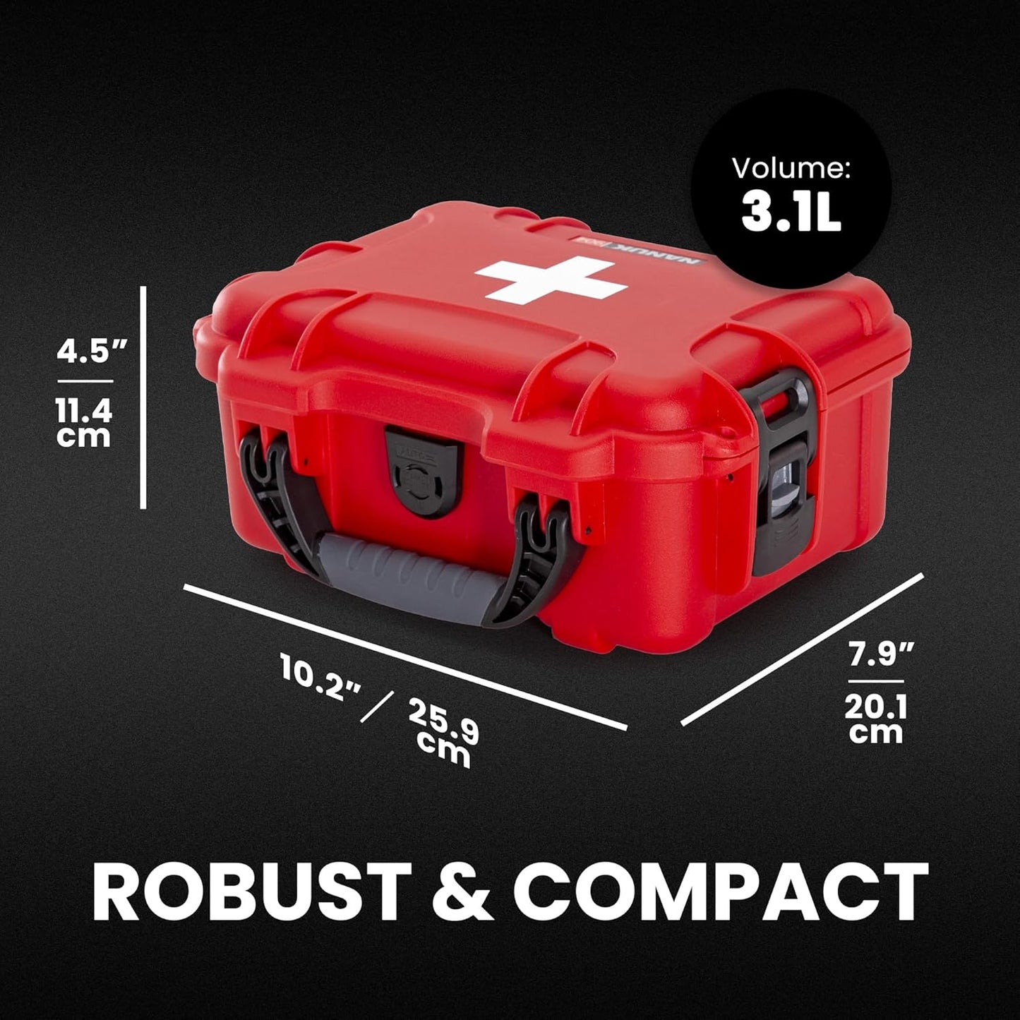 NANUK 904 Waterproof First Aid Box Empty – Durable, Medical First Aid Organizer Case, IP67-Rated, Dustproof, Impact-Resistant, and Floats (8.4" x 6.0" x 3.7") – Red