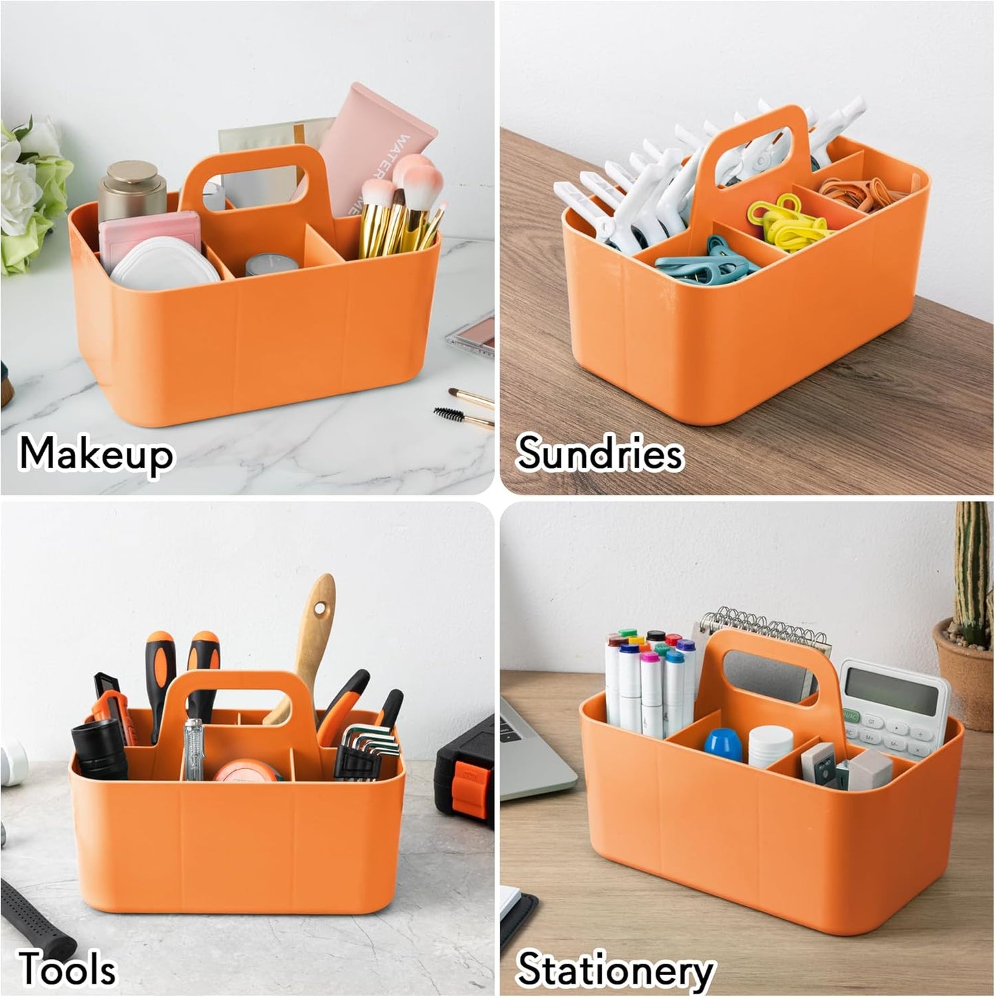 Tiawudi Multipurpose Caddy Organizer, Plastic Caddy with Handle, Stackable Desk Organizer for Stationery, Marker and Pencil, Office Supplies Organizer, Dorm Caddy