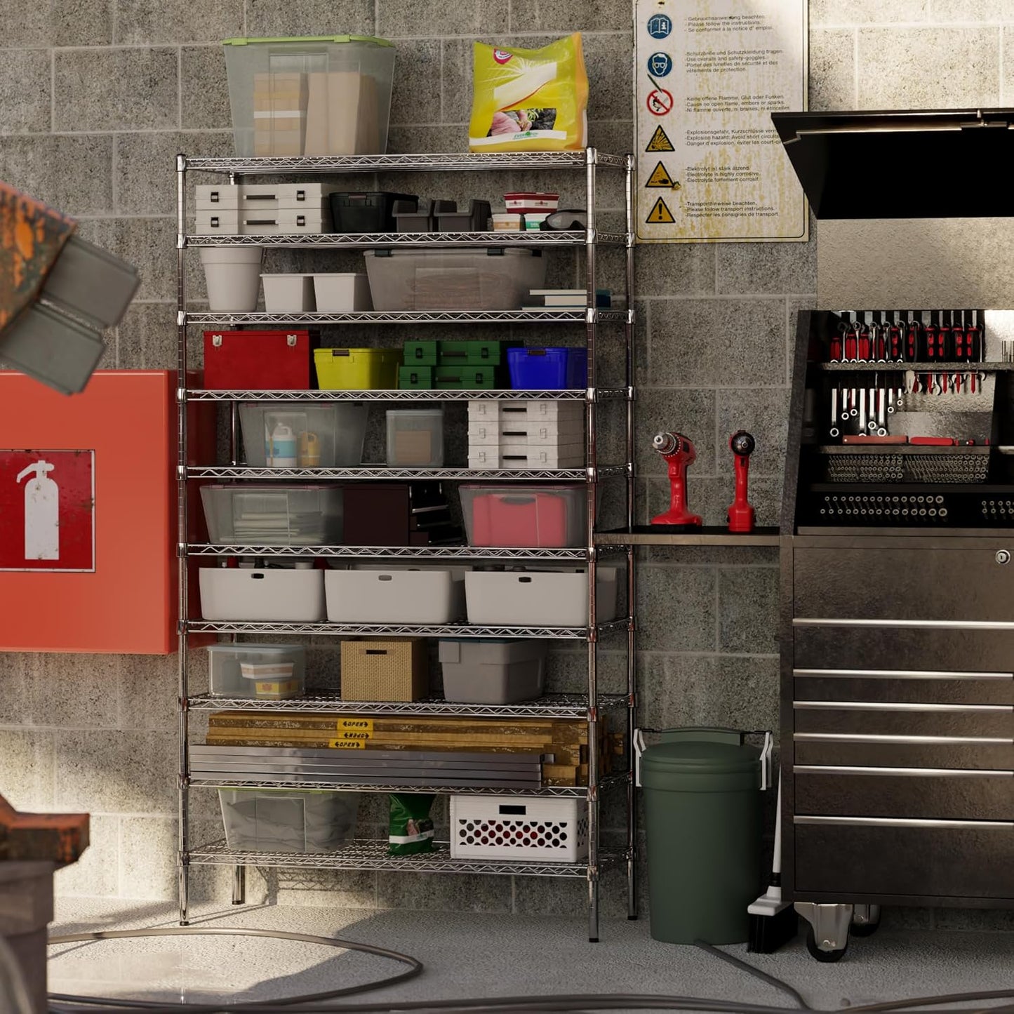 18" Deep x 48" Wide x 86" Height Wire Shelving Kit | 10-Tier | NSF Commercial Storage Rack Unit