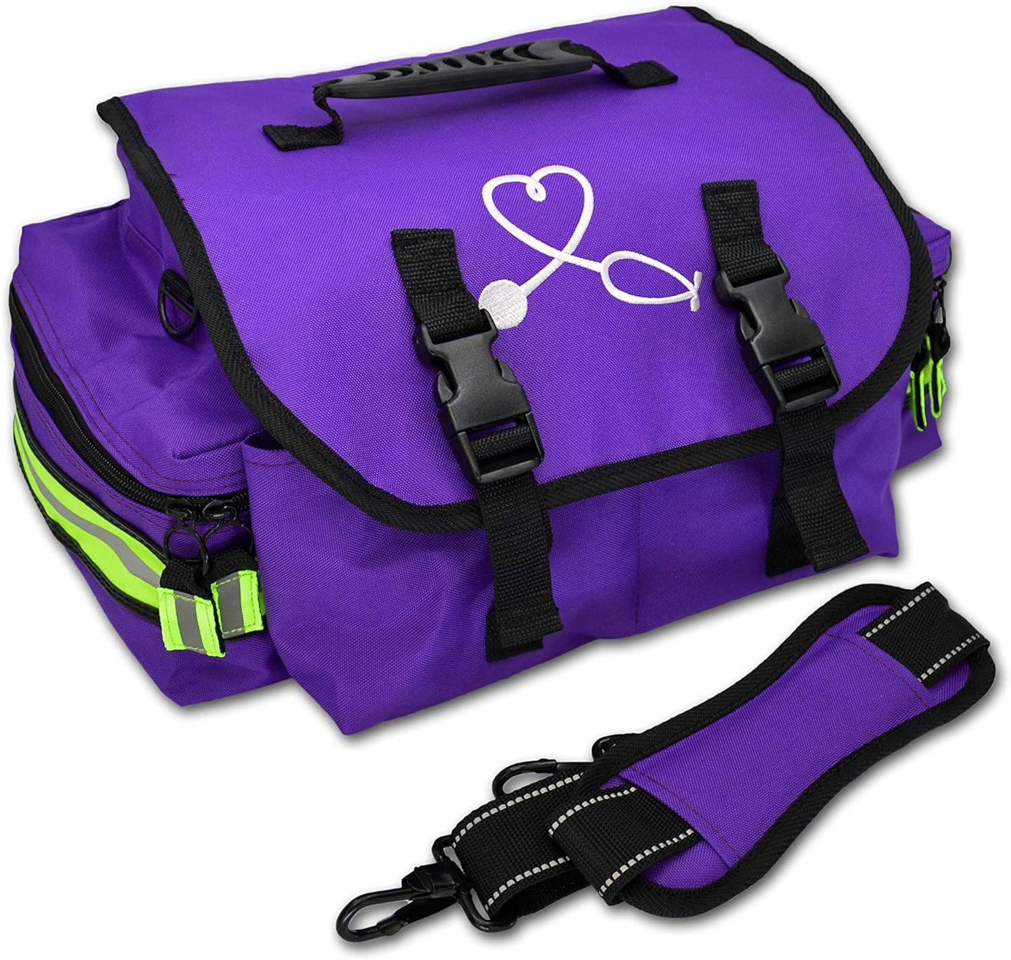 Lightning X Personalized First Responder EMT EMS Trauma Bag w/Stocked First Aid Fill Kit B & Custom Embroidered Name Patch (Purple)