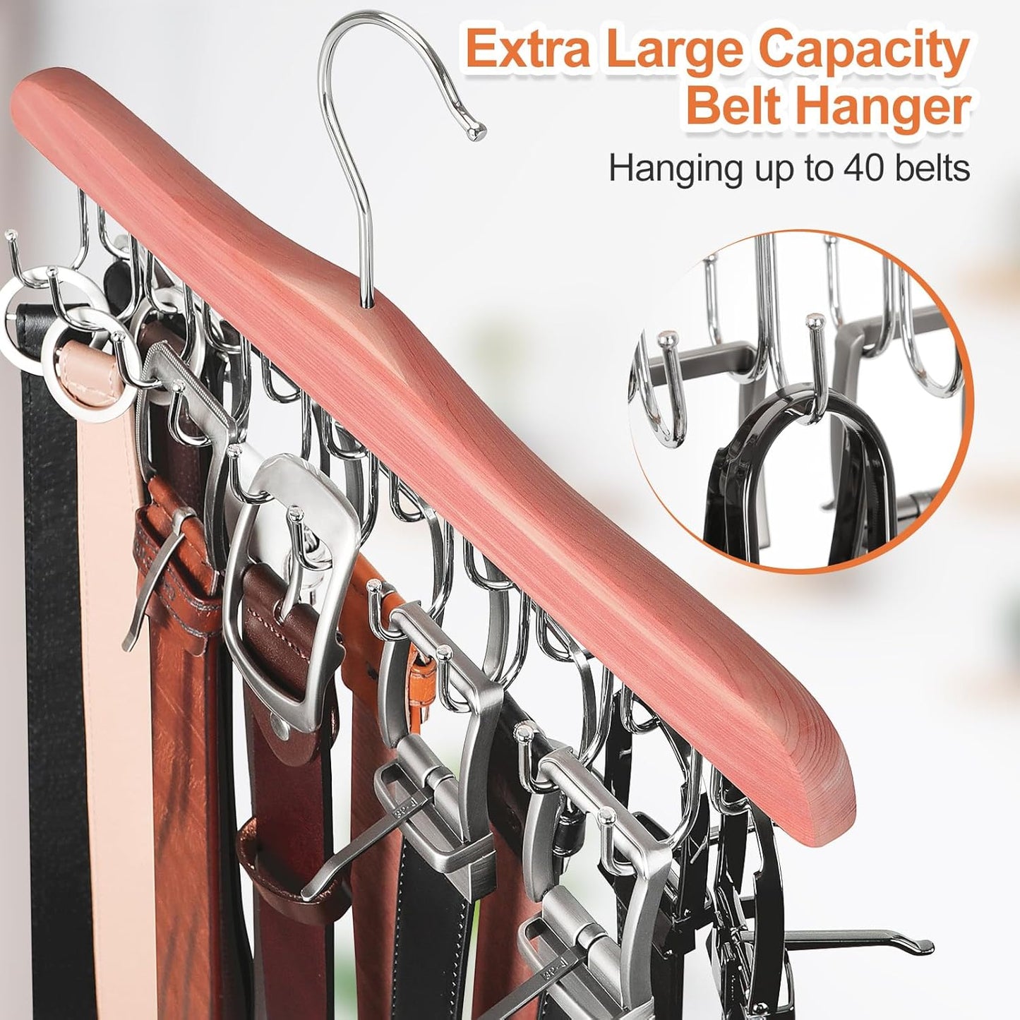TOPIA HANGER Bra Hangers for Closet Organizer, Cedar Wooden Hangers with 20 Hooks, 2 Packs Hold Up to 80 Bras, Tank Top Hanger Space Saving, Belt Hanger-CT58U