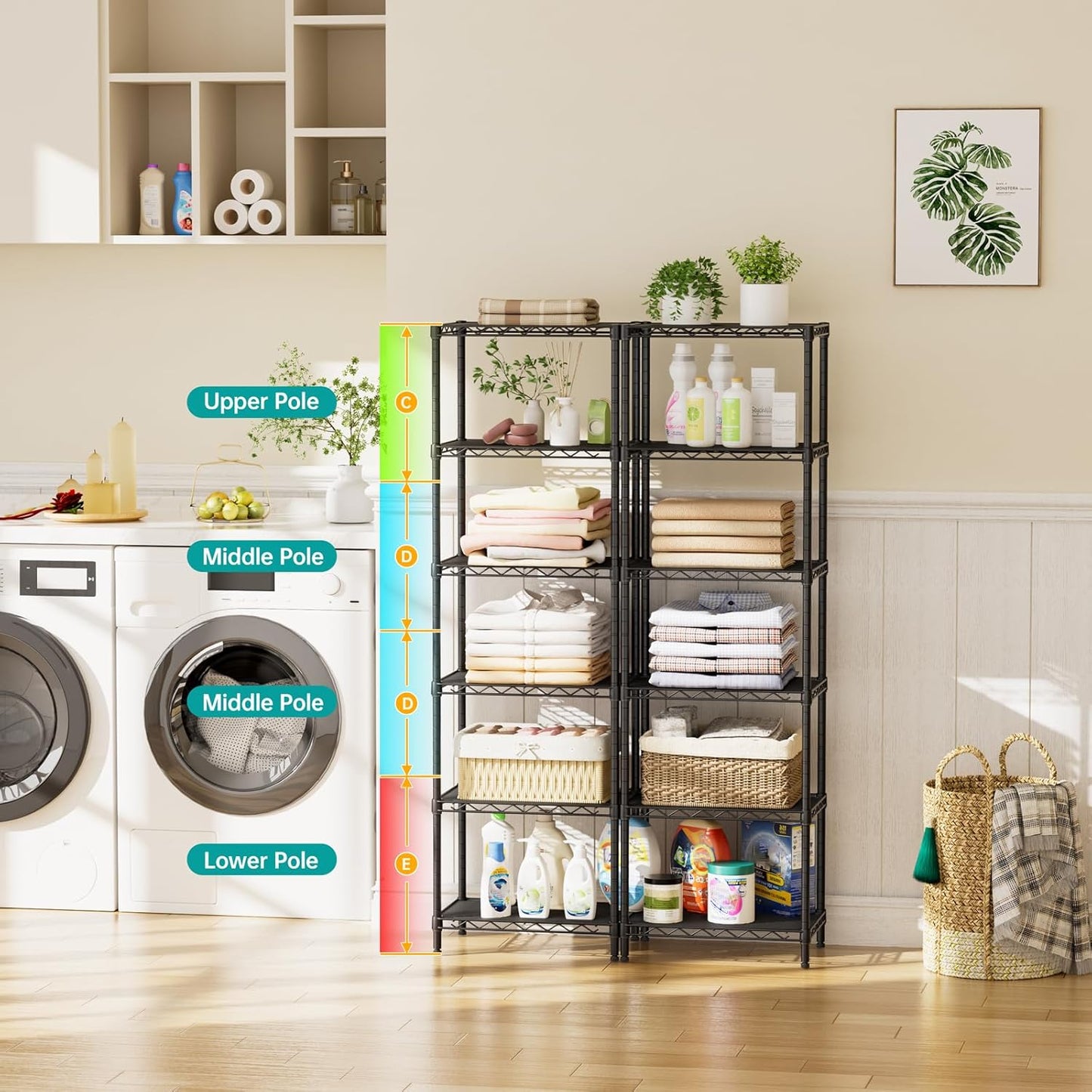SINGAYE Shelf Closet Wire Shelving：Adjustable Metal Unit for Laundry Room Organization Bathroom Kitchen Home Storage Small Pantry Rack Shelves