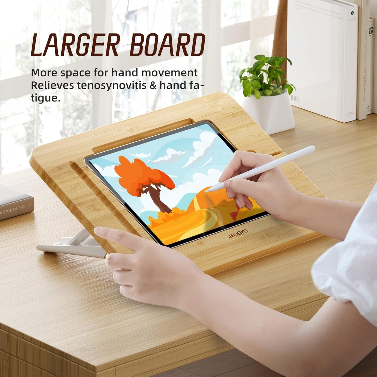 Wooden Tablet Drawing Stand - Portable & Adjustable 5 Angles for Laptop,Laptop Stand Riser,Compatible with 12.9/13 inch iPad Pro(3rd-6th Gen)