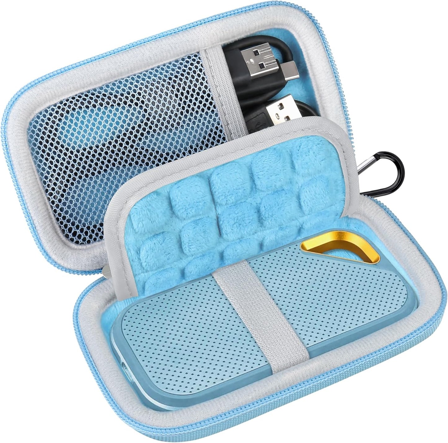 Lacdo Hard Carrying Case for SanDisk Extreme Pro/SanDisk Extreme Portable External SSD 500GB 1TB 2TB 4TB 8TB USB-C Solid State Drive Shockproof Water Repellent Protective Storage Travel Bag, Sky Blue