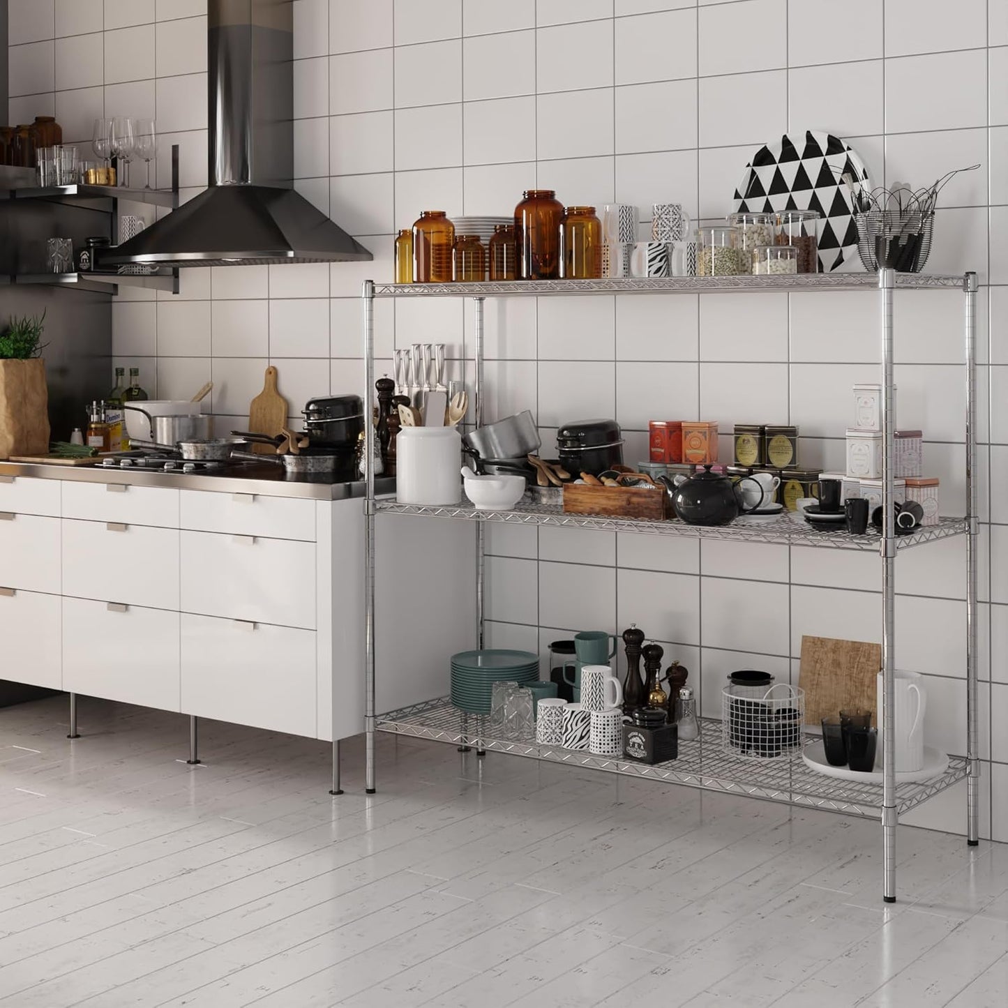21" Deep x 60" Wide x 54" Height Wire Shelving Kit | 3-Tier | NSF Commercial Storage Rack Unit