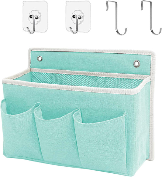 Wall Hanging Organizer Bag/Hanging Baskets with Large Mesh Compartment & 3 Pockets，Over the Door Organizer Space Saving Storage for Bedroom,RV Camper, Closet (Green -1 Pack)