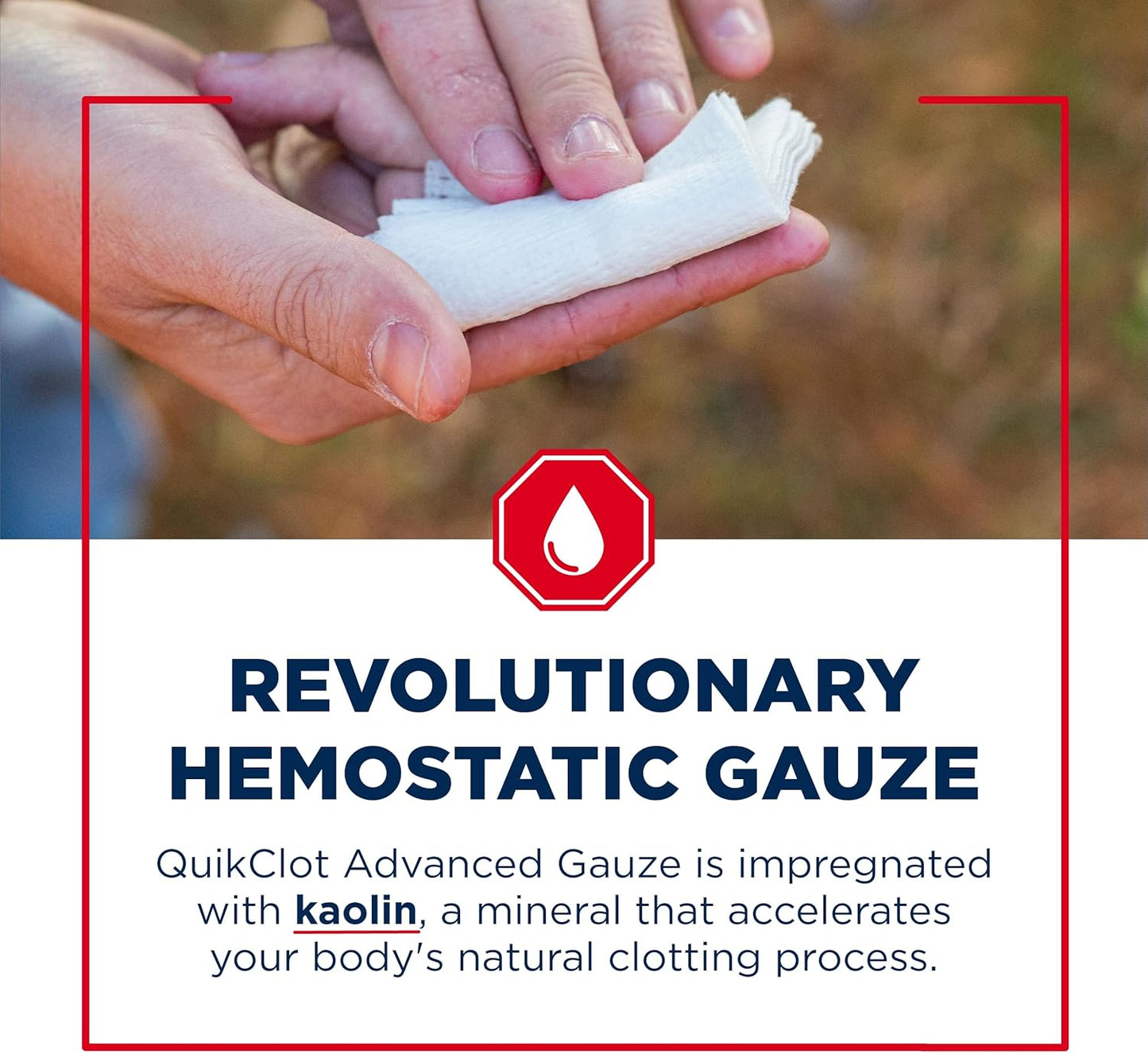 Adventure Medical Kits QuikClot Gauze - Flexible Hemostatic Medical Gauze for Emergency Survival or Disaster Preparedness Kits & More - Stops Bleeding Fast with Kaolin - 3" x 24" (2 Strips)
