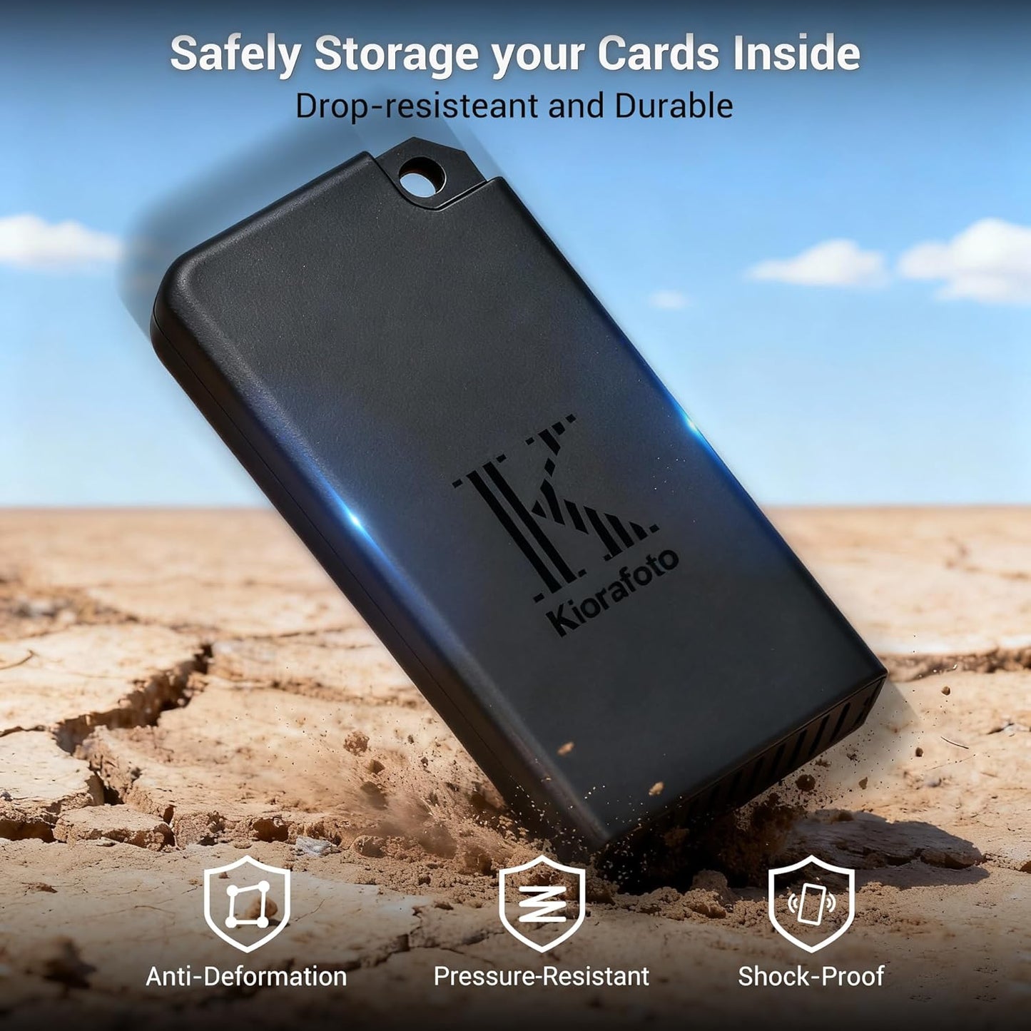 Pop-up Small Memory Card Case Holder for 2 SD SDHC SDXC Cards & 2 CFexpress Type A Cards with Carabiner, Portable Anti-Shock Splash-Proof SD CFA Card Case Storage Protector Organizer Keeper Container