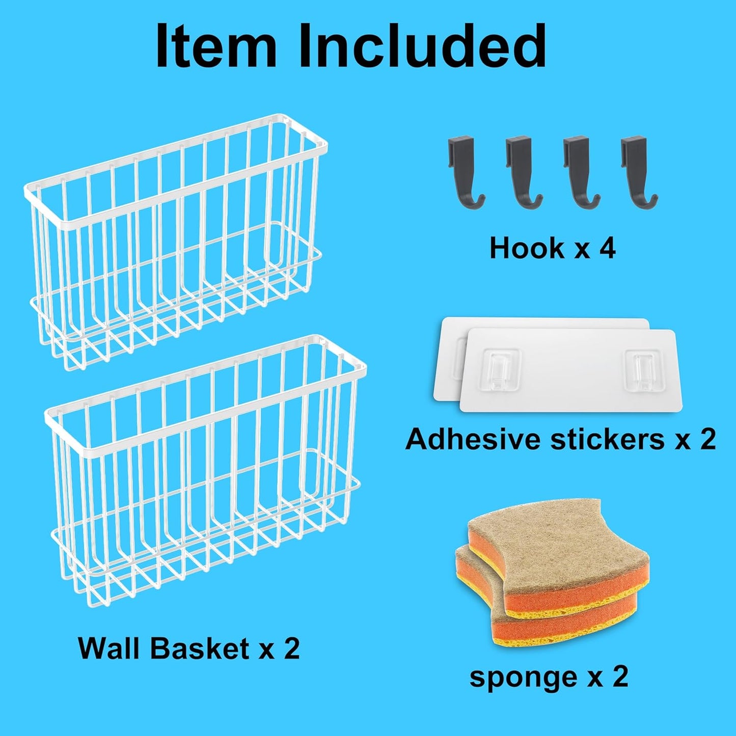 Cabinet Door Organizer 2Pcs, Foil and Plastic Wrap Organizer with 2 Sponges, Cabinet Door Storage with 2 Caddy Adhesive, for Aluminum Foil, Plastic Wrap, Wool Dryer Balls, White,(Medium, Large)