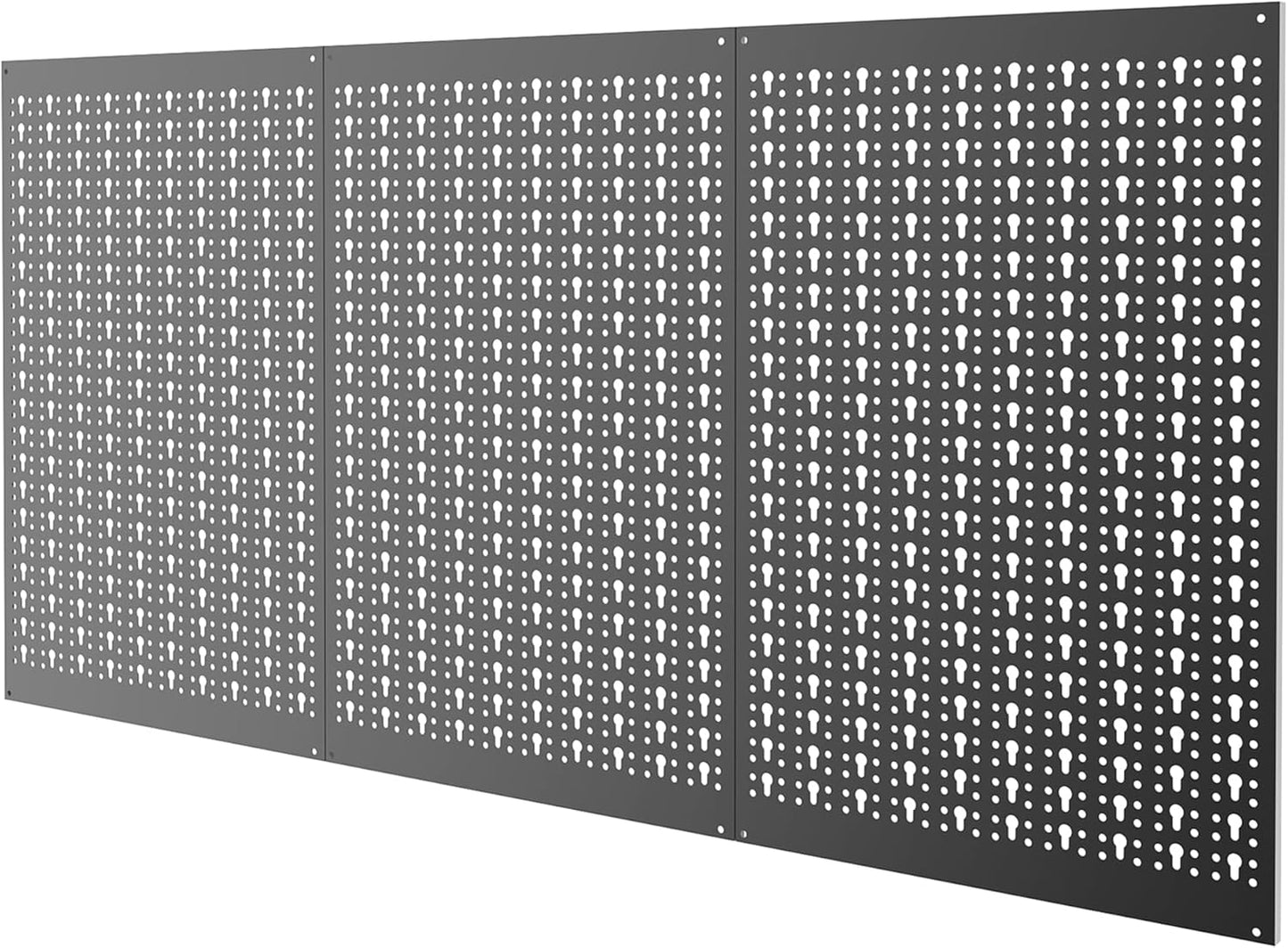 TORACK 3 PCS Metal Pegboard Panels for Garage Wall Utility Tools Storage Pegboard for Workbench, Modular Peg Board Tool Organizer Board Kit(Pack of 3, Black)