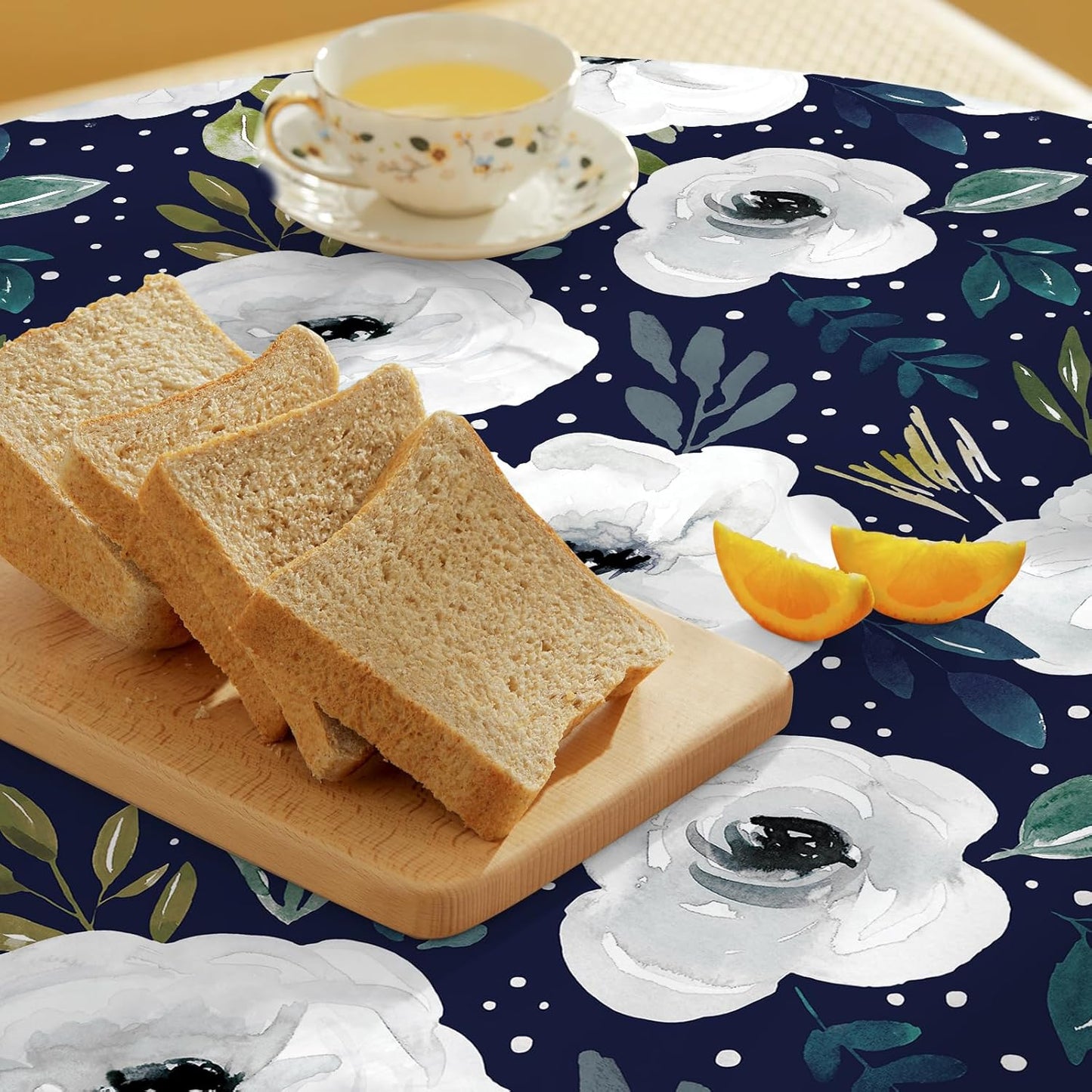 HAOKHOME Shelf Liner and Cabinet Liner Floral, Self-Adhesive Drawer Liners, Peel and Stick Contact Paper for Kitchen Cabinets and Cupboard,Bedroom Drawers, Navy/White/Green 17.3in x 6.5ft