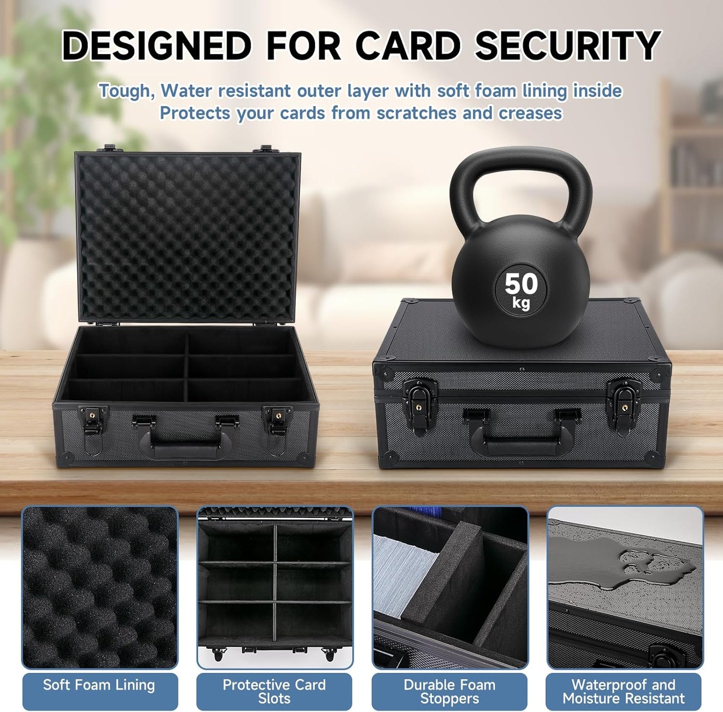 Trading Card Storage Box for 3" X 4" 35pt Toploaders 600+, Sturdy Secure Large Capacity Hard Case with 6 Foam Stoppers, Fits Toploader Magnetic Holders MTG Baseball Sports Card Storage Box Case