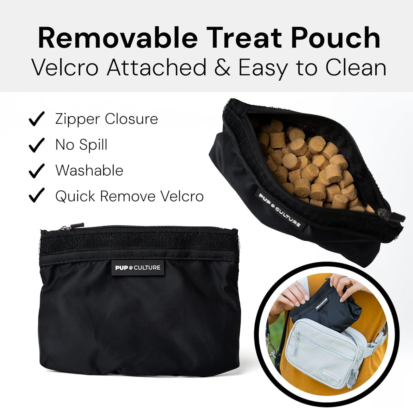 Pup Culture Dog Treat Pouch with Poop Bag Dispenser and Removable Treat Pouch | Cross Body Dog Walking Bag | The Perfect Puppy Training Tool and Even Better Gift