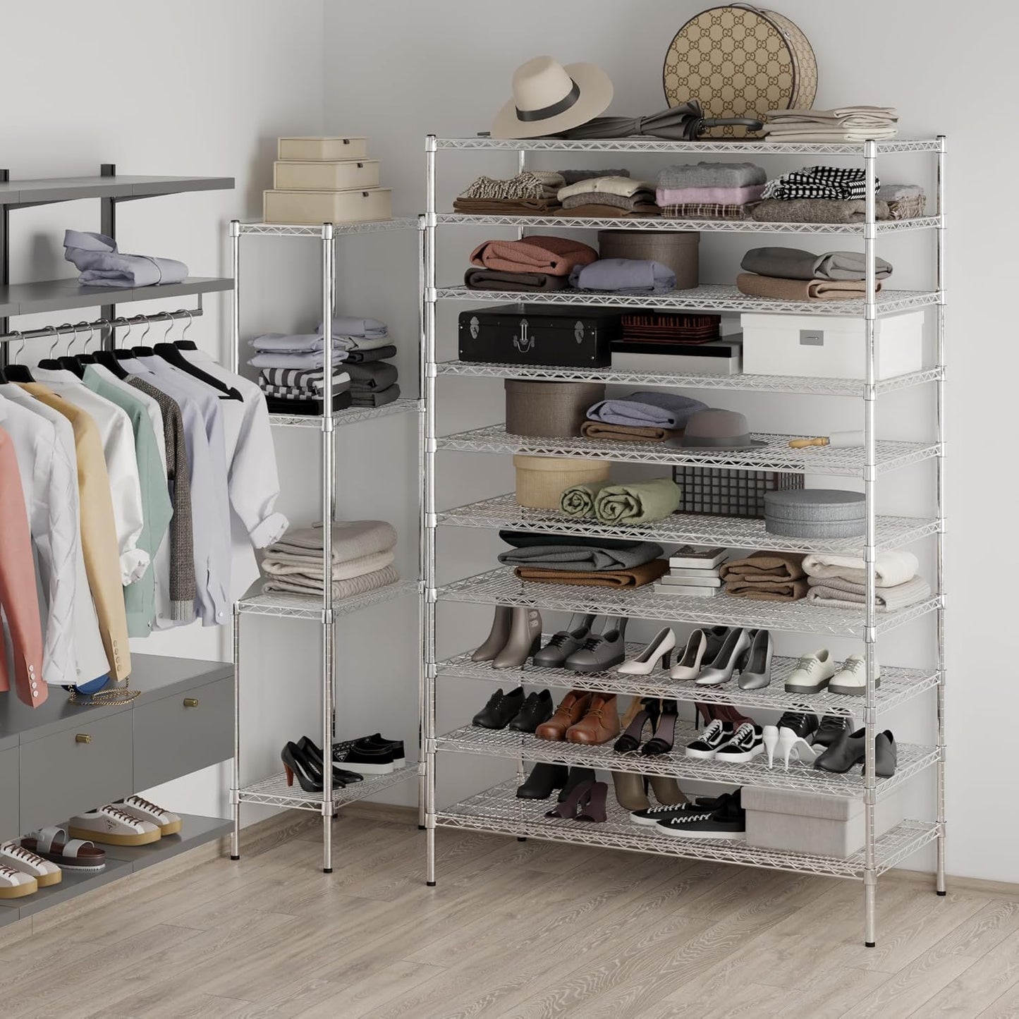 24" Deep x 54" Wide x 86" Height Wire Shelving Kit | 10-Tier | NSF Commercial Storage Rack Unit