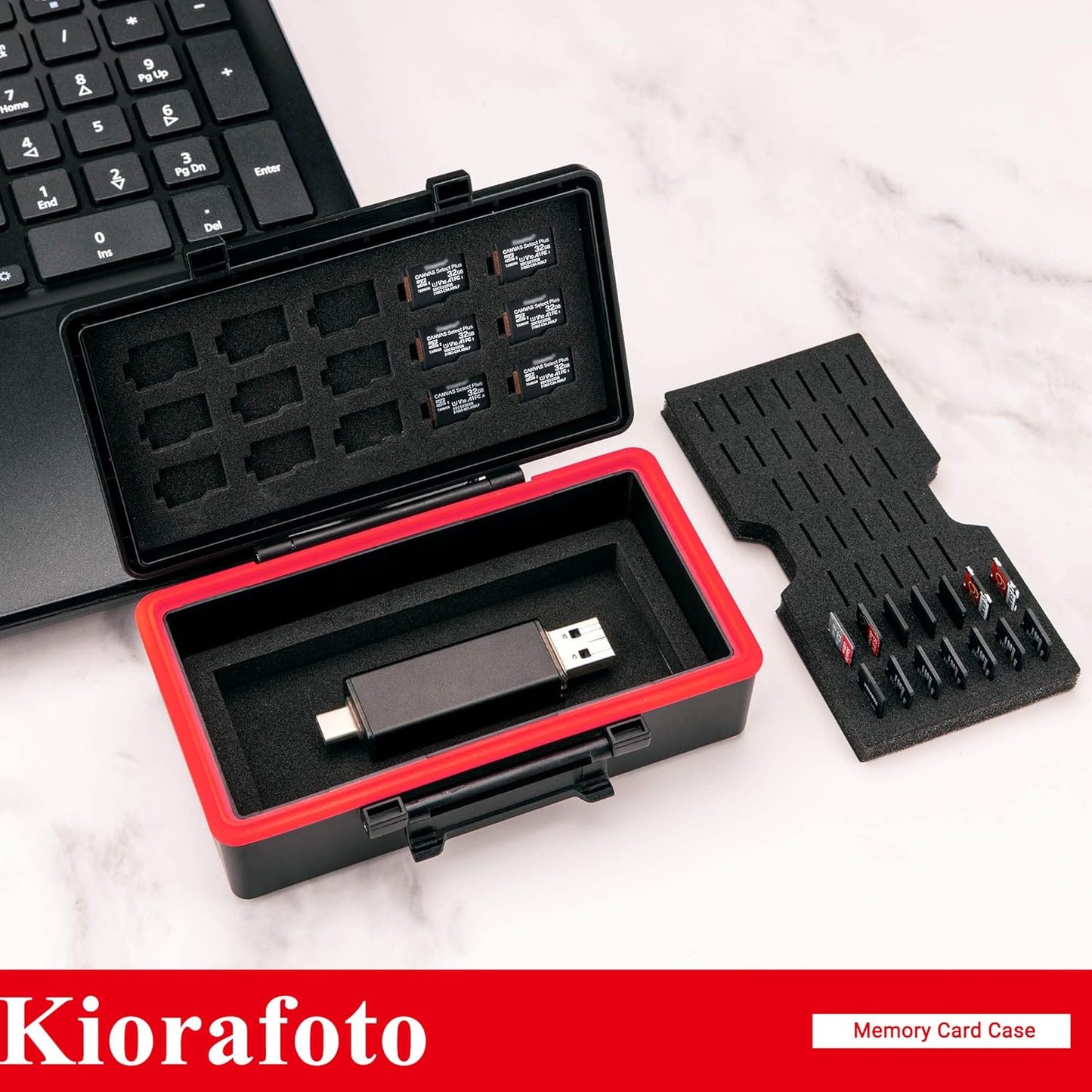Kiorafoto 58 Slots TF Micro SD MSD Memory Card Case Holder Water-Resistant Anti-lost Anti-shock Storage Organizer with Labels & Notepaper, Switch Steam Deck Drone Trail Camera Memory Cards Accessories