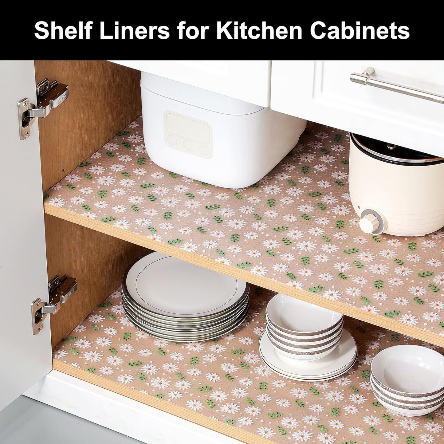 Cooyes Shelf Liner – Premium Non-Adhesive Cabinet & Drawer Liner for Kitchen – Waterproof Shelf Paper with Modern Pattern – Durable EVA Cabinet Mat – Easy to Cut (17.5" W x 360" L)