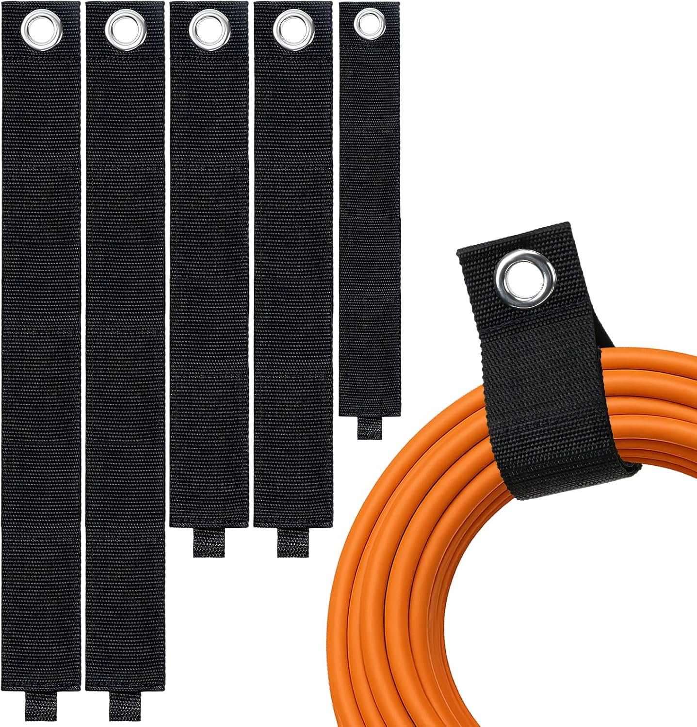 Heavy-Duty Extension Cord Holder 5-Pack, Three Sizes, Durable Nylon Cable Organizer Straps for Hanging Cables，Cords, Hoses, Ropes，Tools and Outdoor Organization
