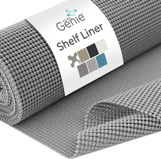 HOME GENIE Shelf Drawer and Cabinet Liner, Durable with Strong Grip, 20 in x 20 FT, Non Adhesive Liners Protect Kitchen Cabinets and Cupboard, Pantry, Bathroom Drawers and Shelves, Desks, Soft Gray
