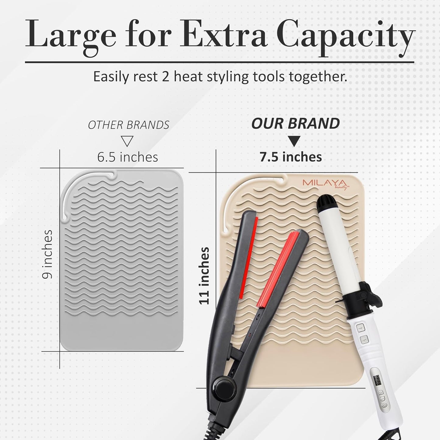 Vanity Accessories Heat Resistant Mat – Silicone Flat Iron & Curling Iron Holder, Non-Slip Vanity Mat & Hot Tool Mat for Home, Salon, or Travel Use