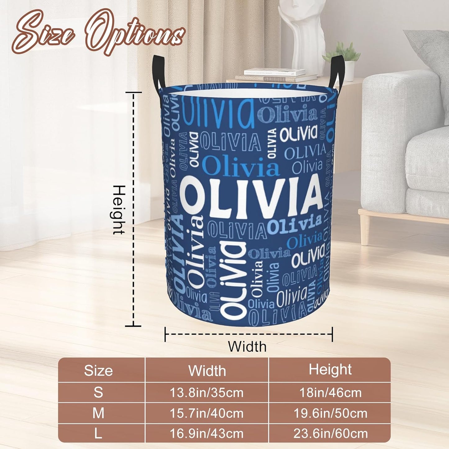 Custom Name Laundry Hamper, Personalized Laundry Basket with Name for Boys Girls Men Women Kids, Customized Name Dirty Clothes Basket Gifts for Clothes Toy Bedroom Bathroom Laundry Room Dorm