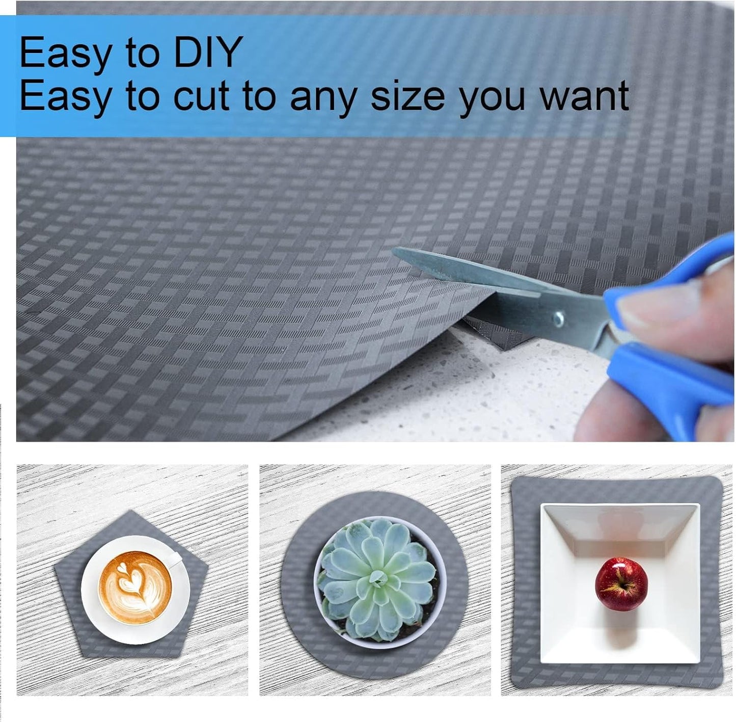 FEXIA Drawer Liners for Kitchen Cabinets, 17.5 Inch x 20 FT(240 Inch) Non Adhesive Cabinet Liner, Refrigerator Liners, Washable Oil-Proof Fridge Pads Shelves Drawer (Gray)