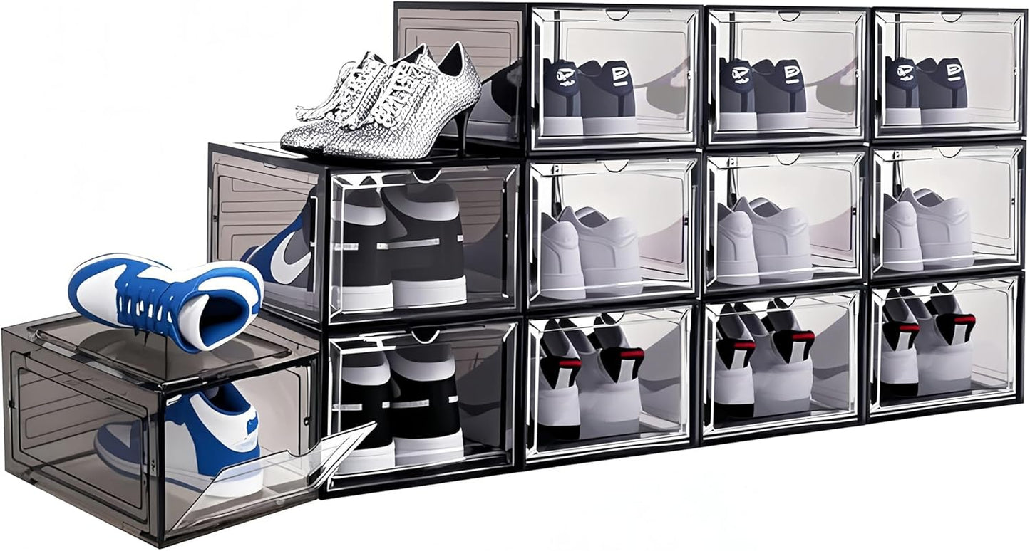 8 Pack Shoe Box Size 13 Sneaker Display Case Sturdy Shoe Organizer for Closet Space-Saving Shoe Rack