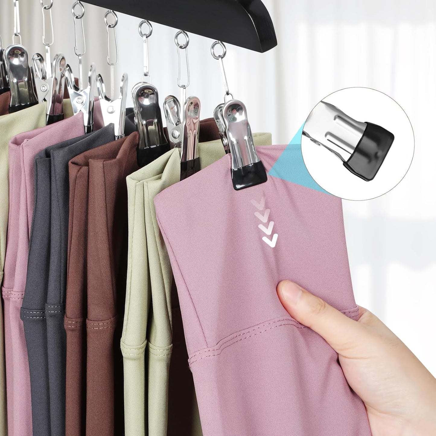 TOPIA HANGER 2 Pack Bra Hanger with Leggings Organizer, 2-in-1 Space Saving Hangers Neatly Store Max 20 Bras and 10 Leggings, Pants Jeans Shorts Skirt Tank Top Hanger for Closet Black CT76B