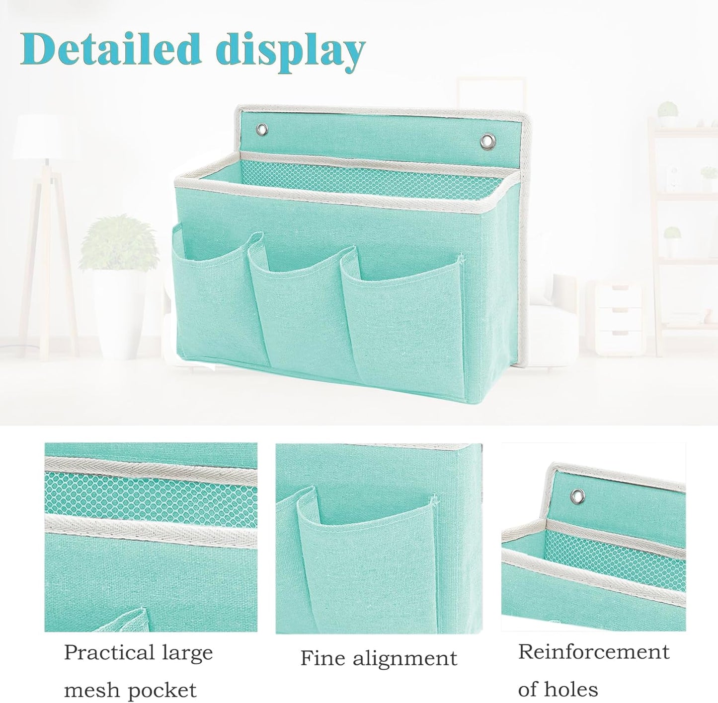 2-Pack Wall Hanging Organizer Bag/Hanging Baskets with Large Mesh Compartment & 3 Pockets，Over the Door Organizer Space Saving Storage for Bedroom,RV Camper, Closet (Green -2 Pack)