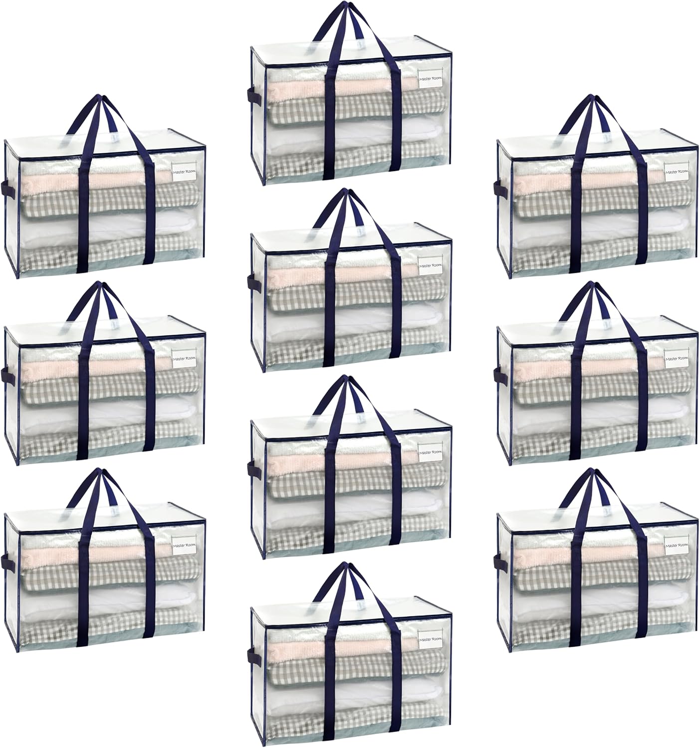 VENO 10 Pack Moving Bags and Large Christmas Storage Bins with lids. Alternative to Moving Boxes, Packing Supplies for College. Extra Large Heavy Duty Totes for Packaging (Clear, 10 Pack)