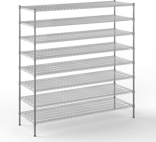 24" Deep x 72" Wide x 74" Height Wire Shelving Kit | 8-Tier | NSF Commercial Storage Rack Unit